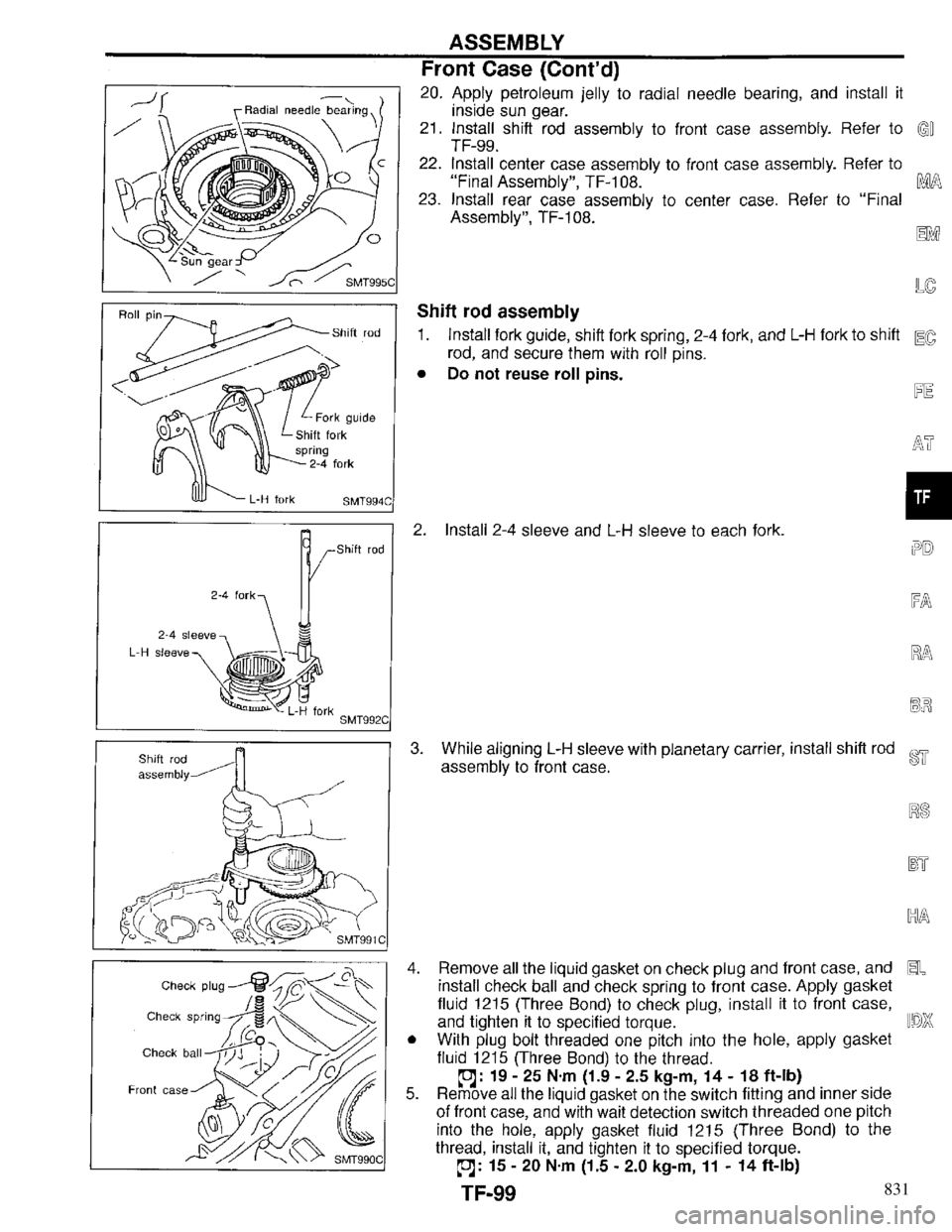 INFINITI QX4 1997 Factory Service Manual 831 INFINITI QX4 1997 Factory Service Manual 831