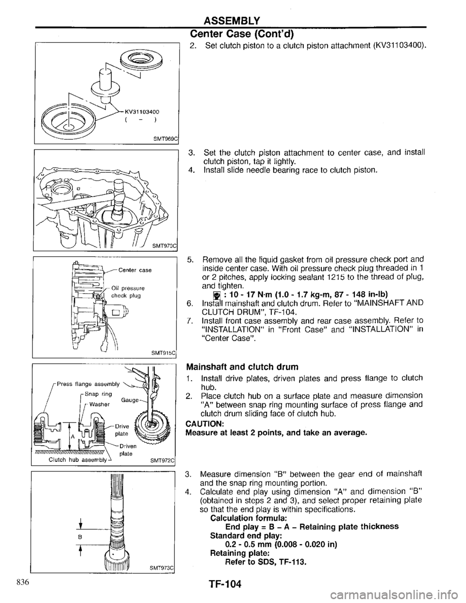 INFINITI QX4 1997 Factory Service Manual 836 INFINITI QX4 1997 Factory Service Manual 836