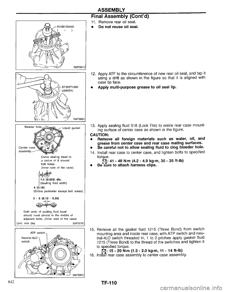 INFINITI QX4 1997 Factory Service Manual 842 INFINITI QX4 1997 Factory Service Manual 842
