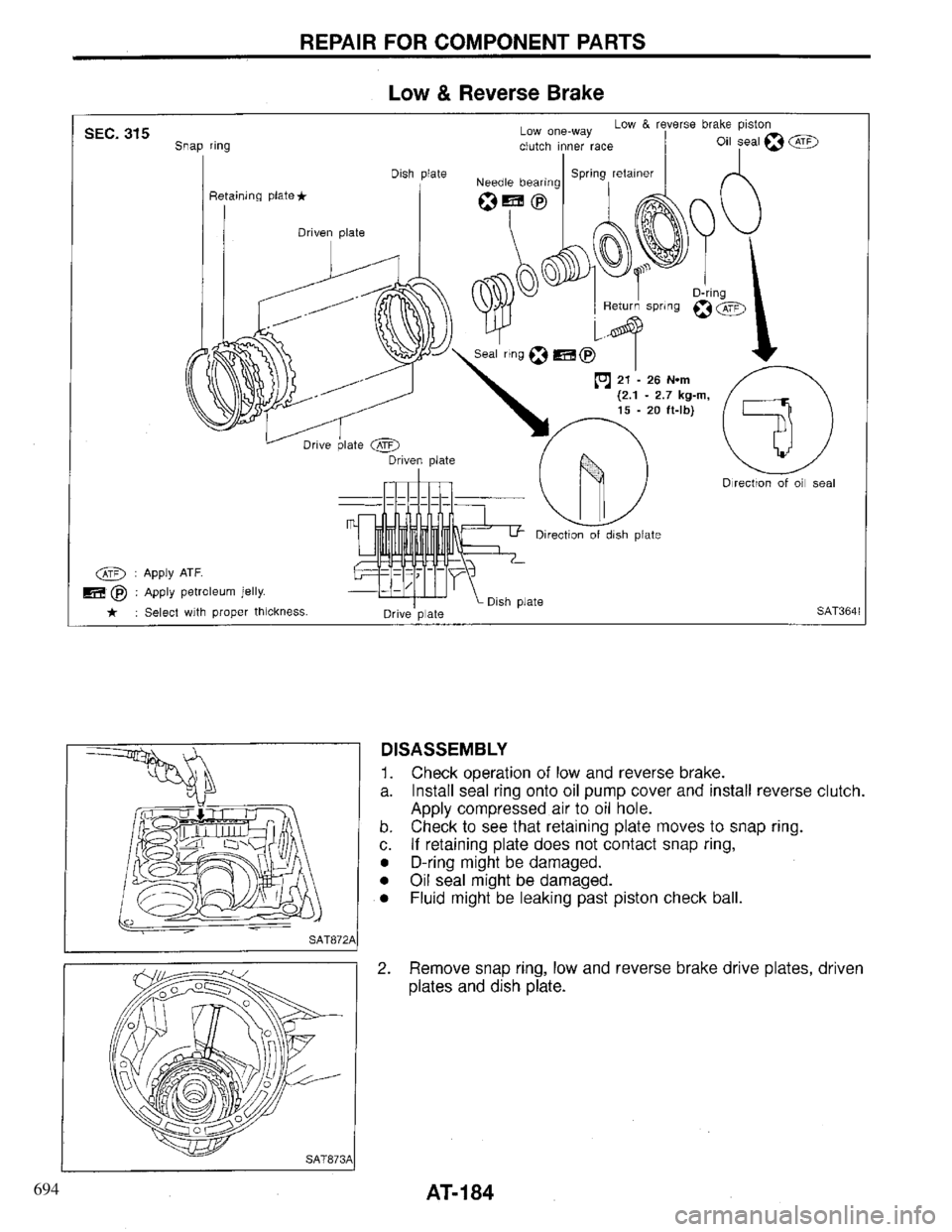 INFINITI QX4 1997 Factory Service Manual 694 INFINITI QX4 1997 Factory Service Manual 694