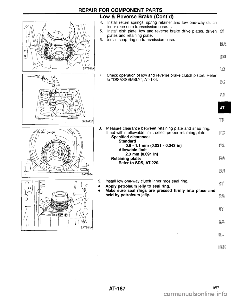 INFINITI QX4 1997 Factory Service Manual 697 INFINITI QX4 1997 Factory Service Manual 697