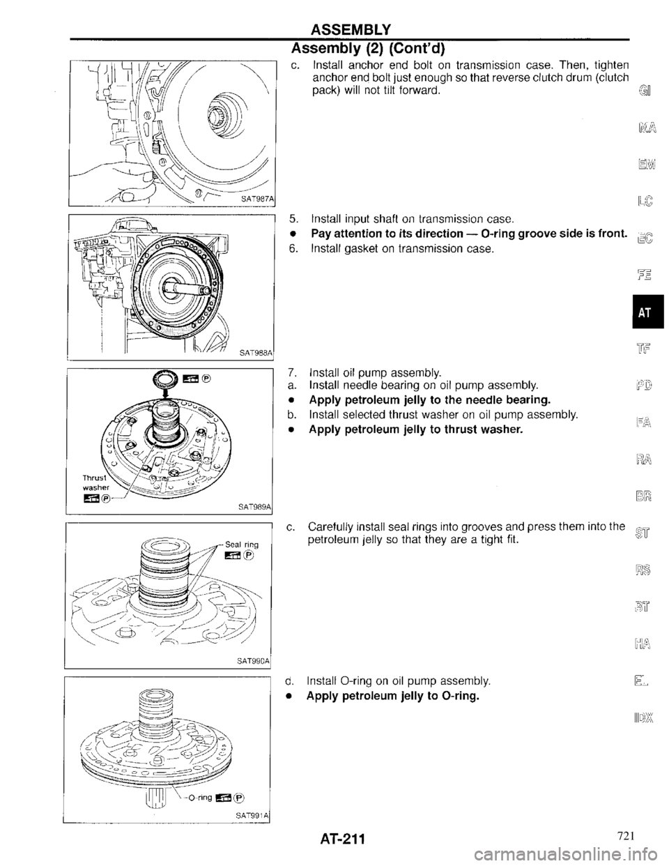 INFINITI QX4 1997 Factory Service Manual 721 INFINITI QX4 1997 Factory Service Manual 721