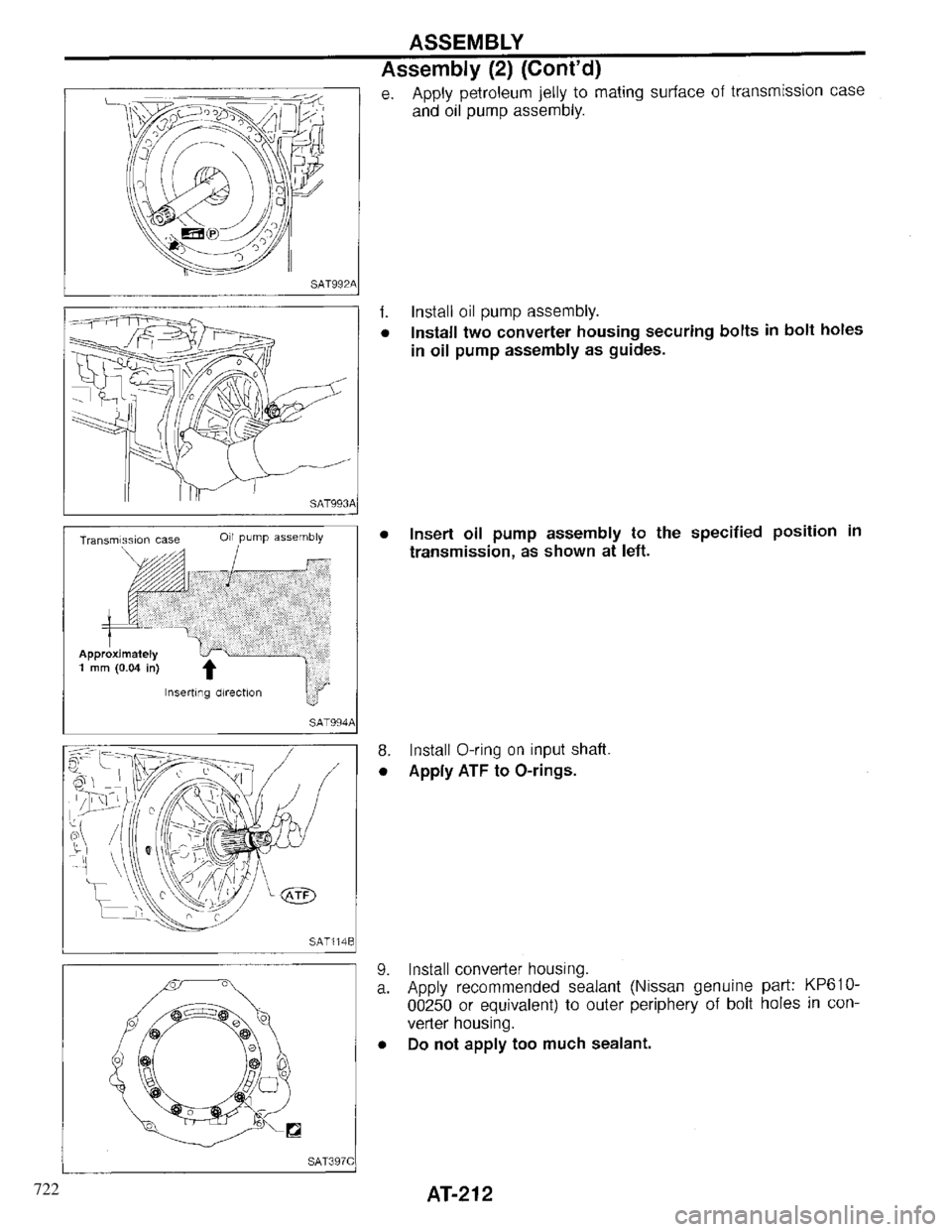INFINITI QX4 1997 Factory Service Manual 722 INFINITI QX4 1997 Factory Service Manual 722