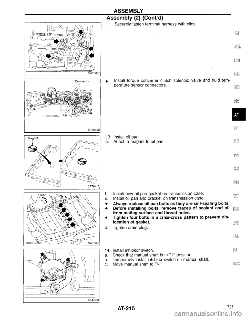 INFINITI QX4 1997 Factory Service Manual 725 INFINITI QX4 1997 Factory Service Manual 725