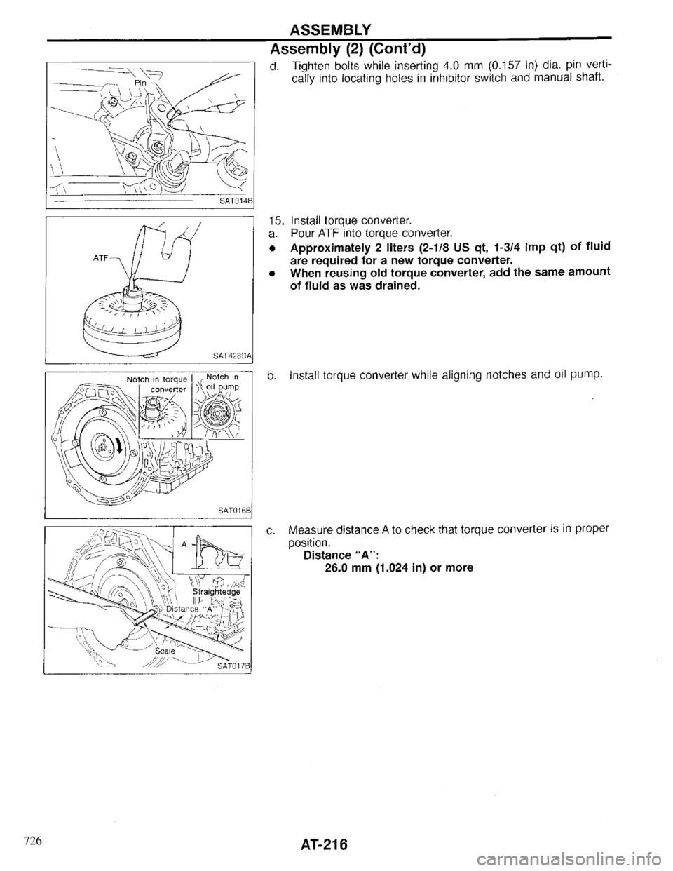 INFINITI QX4 1997 Factory Service Manual 726 INFINITI QX4 1997 Factory Service Manual 726
