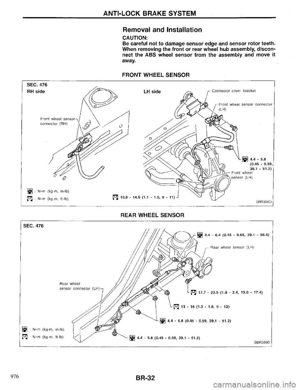 INFINITI QX4 1997 Factory Service Manual 976 INFINITI QX4 1997 Factory Service Manual 976
