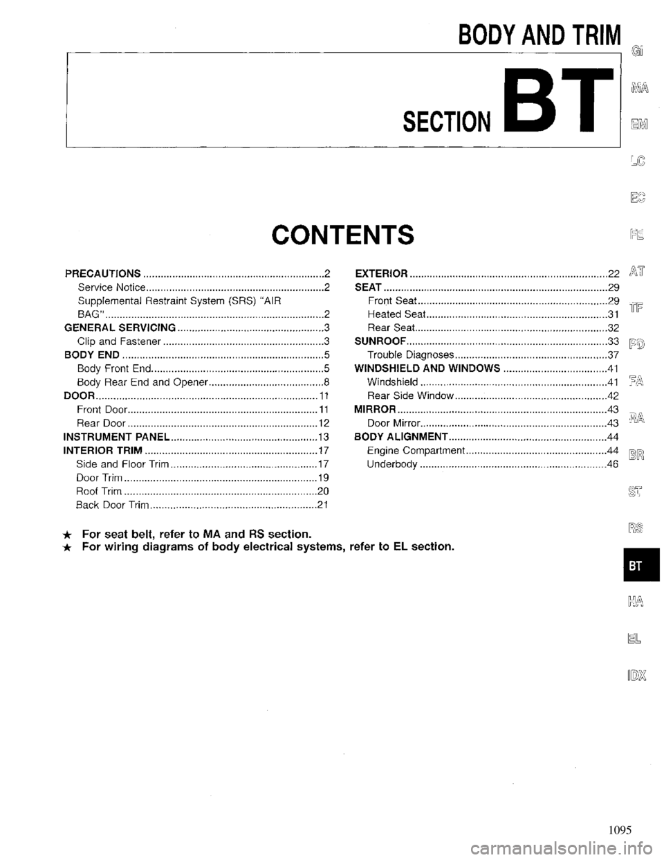INFINITI QX4 1997  Factory Service Manual 1095 