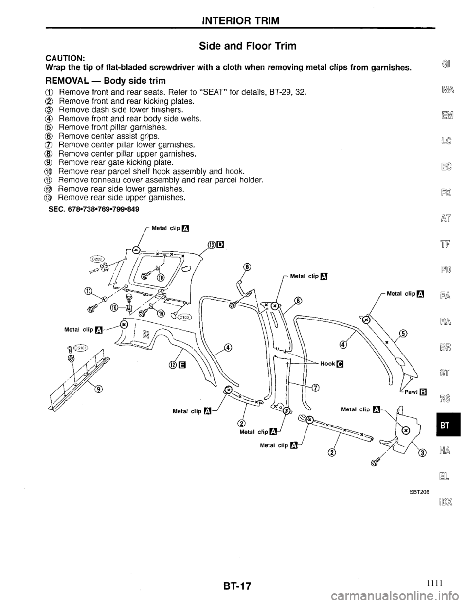 INFINITI QX4 1997  Factory Service Manual 1111 