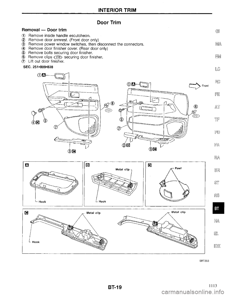 INFINITI QX4 1997  Factory Service Manual 1113 