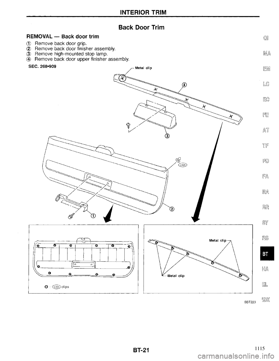 INFINITI QX4 1997  Factory Service Manual 1115 