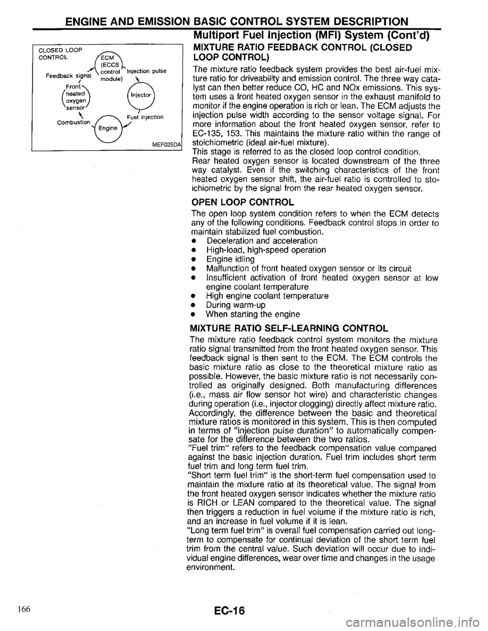 INFINITI QX4 1997 Factory Service Manual 166 INFINITI QX4 1997 Factory Service Manual 166