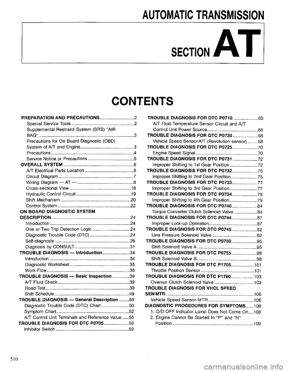 INFINITI QX4 1997 Factory Service Manual 510 INFINITI QX4 1997 Factory Service Manual 510