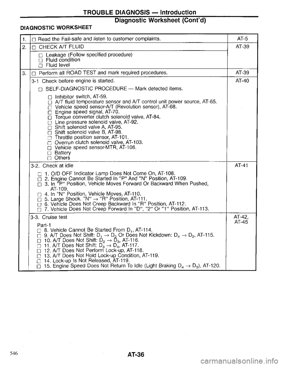 INFINITI QX4 1997  Factory Workshop Manual 546 