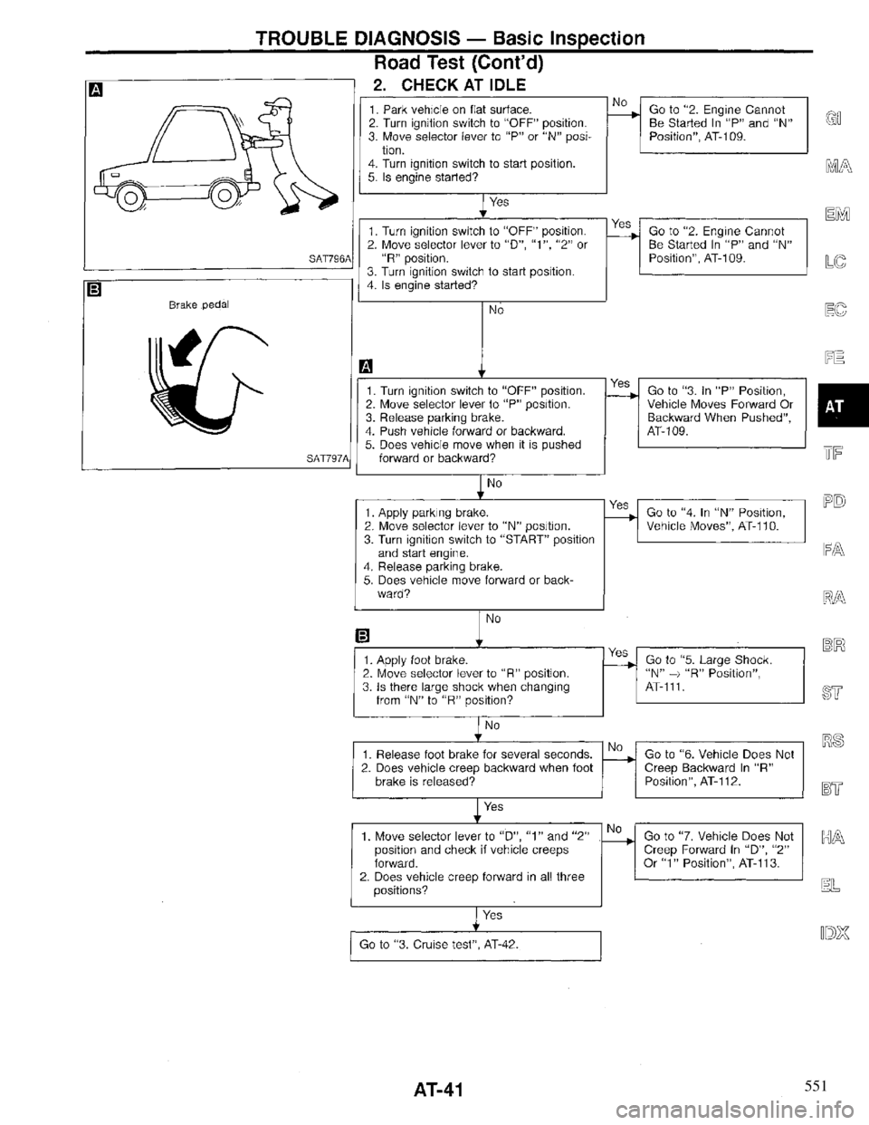 INFINITI QX4 1997  Factory Workshop Manual 551 