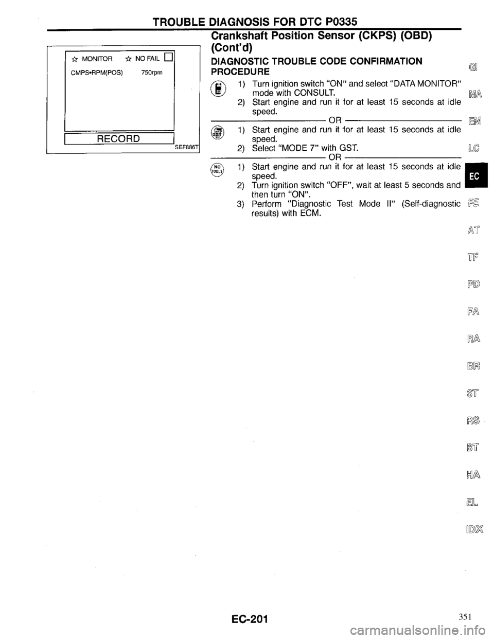INFINITI QX4 1997  Factory Service Manual 351 