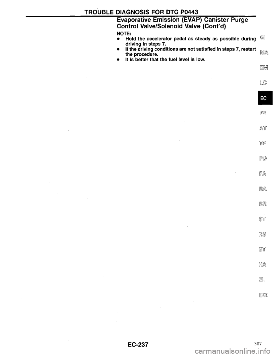 INFINITI QX4 1997  Factory Service Manual 387 