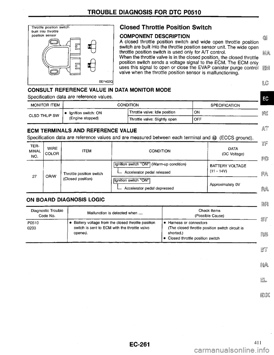 INFINITI QX4 1997  Factory Service Manual 411 