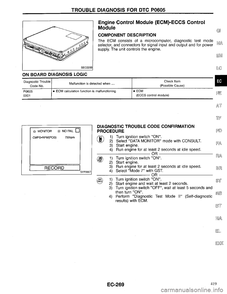 INFINITI QX4 1997  Factory Service Manual 419 