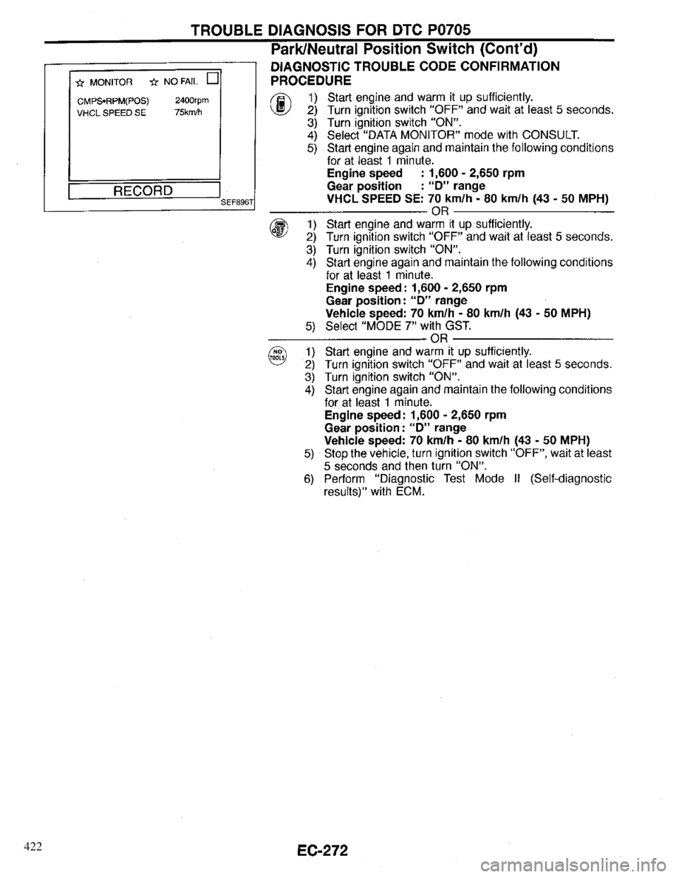 INFINITI QX4 1997  Factory Service Manual 422 