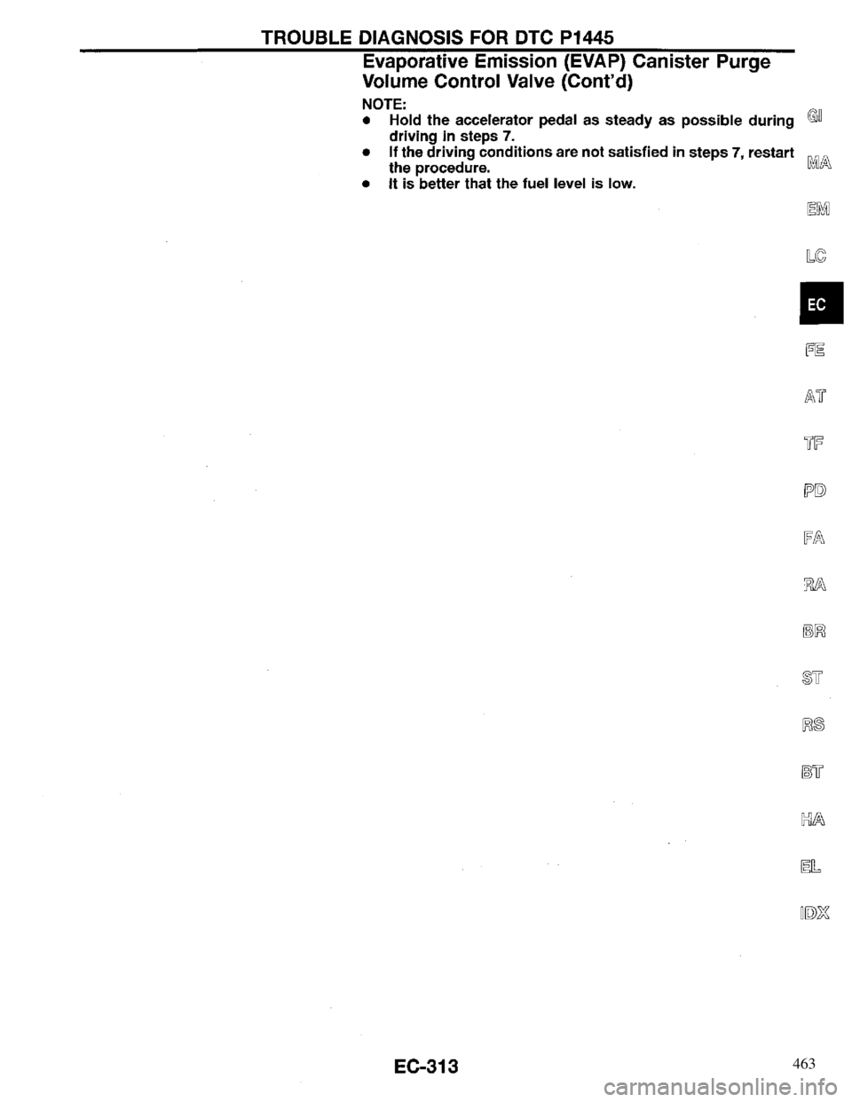 INFINITI QX4 1997 Factory Service Manual 463 INFINITI QX4 1997 Factory Service Manual 463