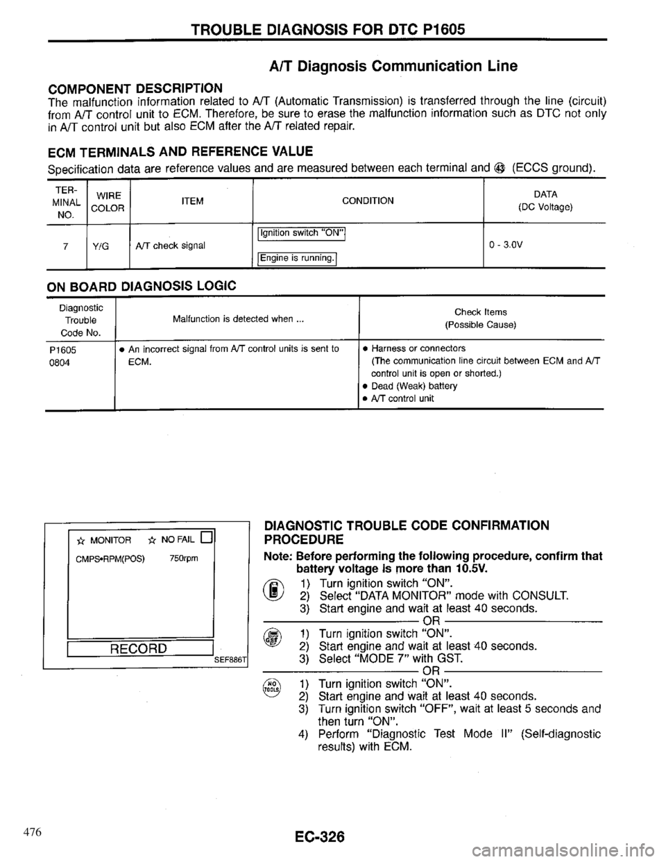 INFINITI QX4 1997 Factory Service Manual 476 INFINITI QX4 1997 Factory Service Manual 476