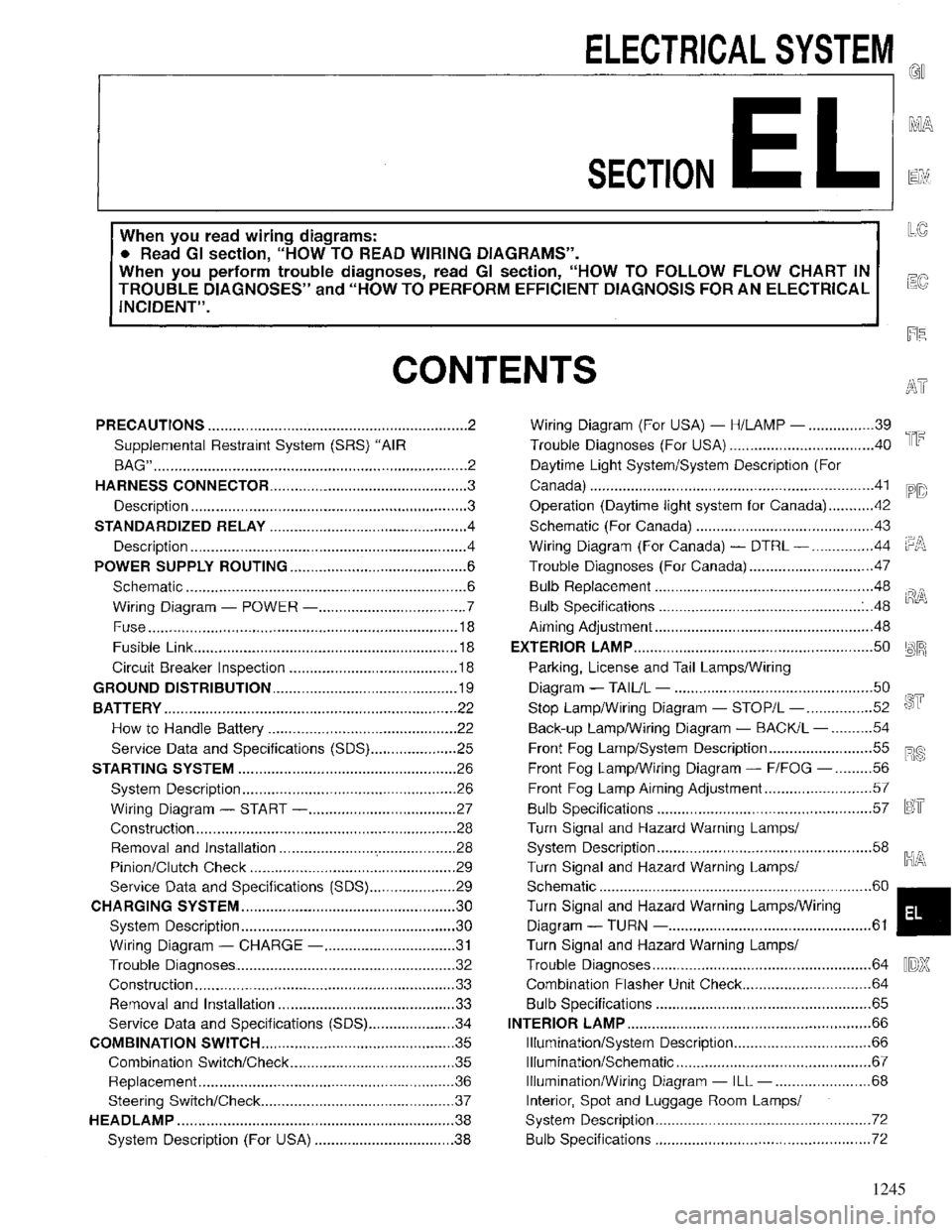 INFINITI QX4 1997 Factory Service Manual 1245 INFINITI QX4 1997 Factory Service Manual 1245