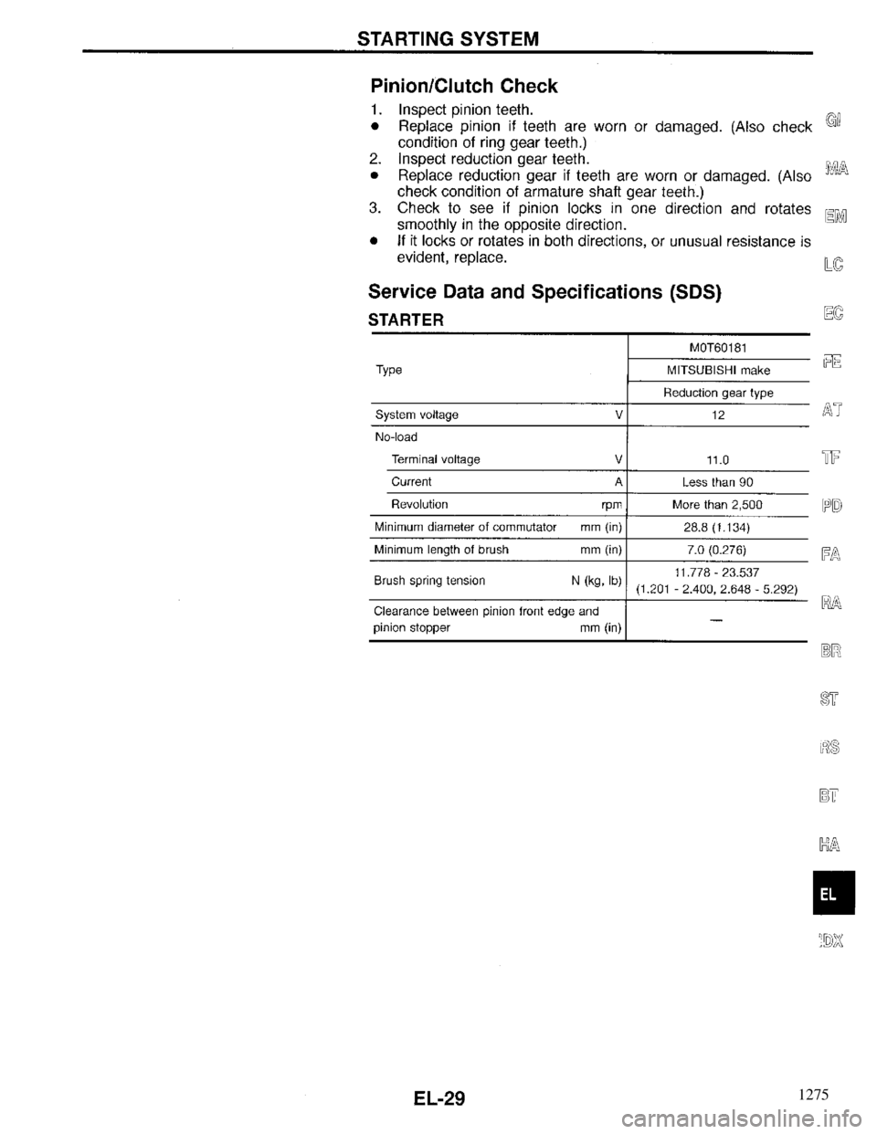 INFINITI QX4 1997  Factory Service Manual 1275 