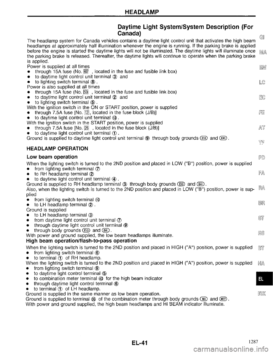INFINITI QX4 1997  Factory Service Manual 1287 