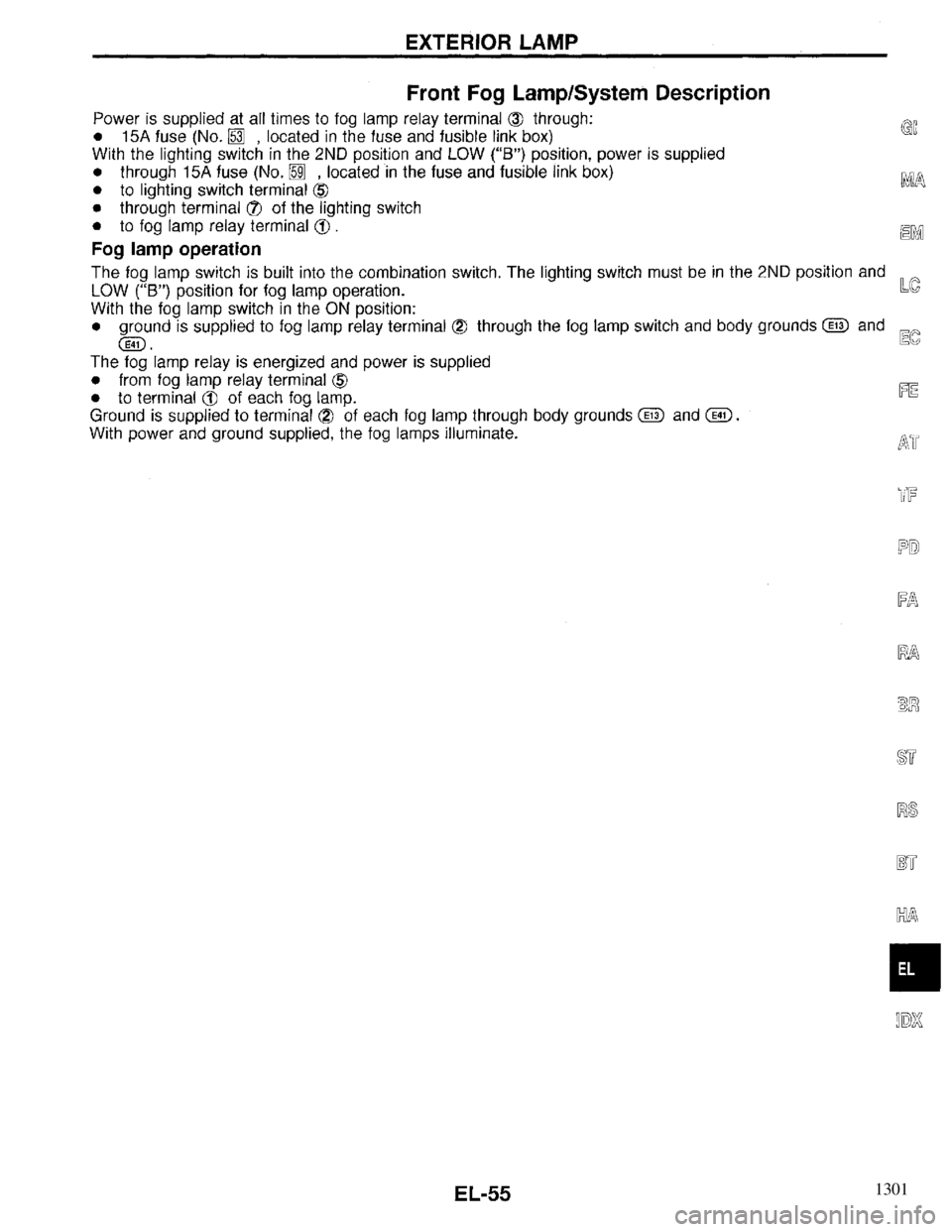 INFINITI QX4 1997  Factory Service Manual 1301 