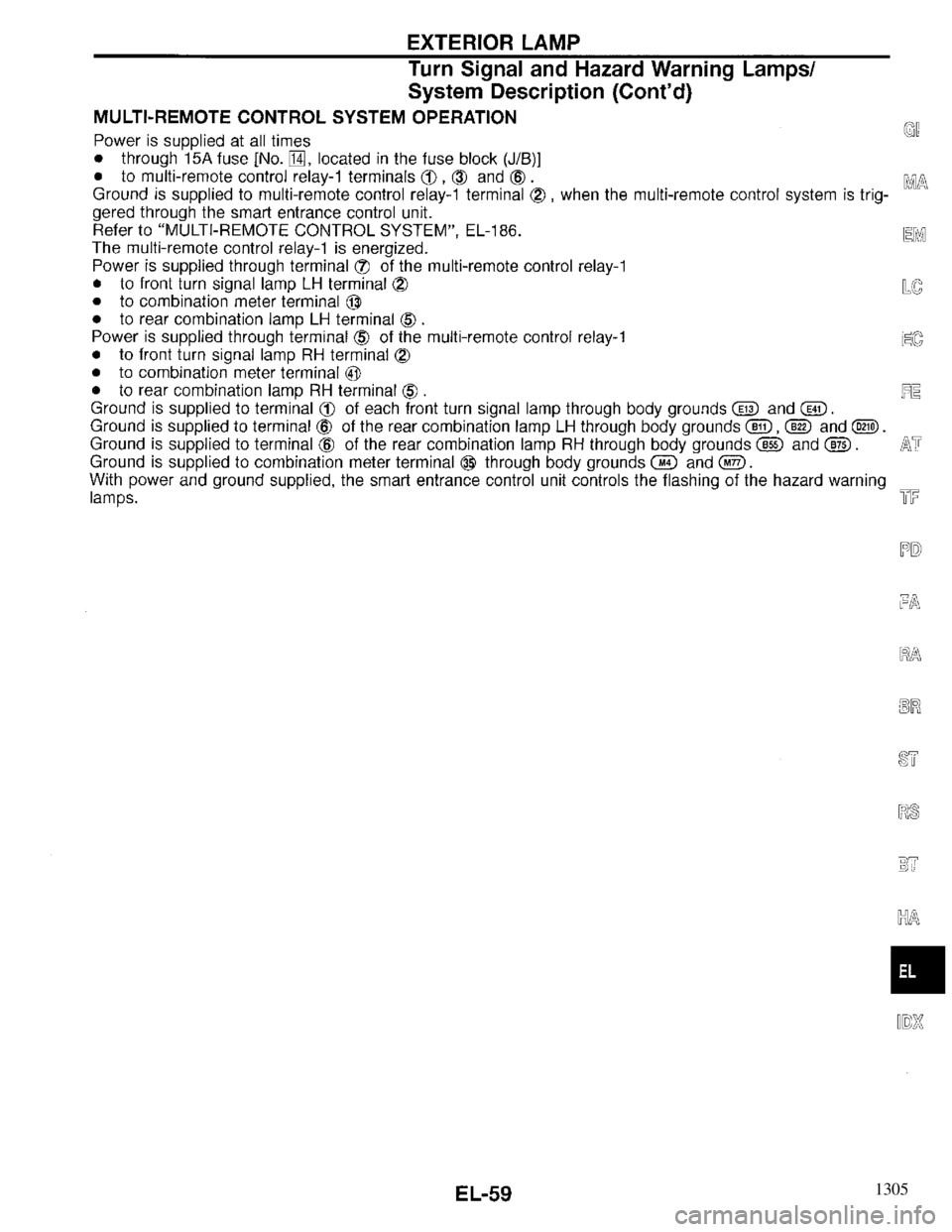 INFINITI QX4 1997 Factory Service Manual 1305 INFINITI QX4 1997 Factory Service Manual 1305