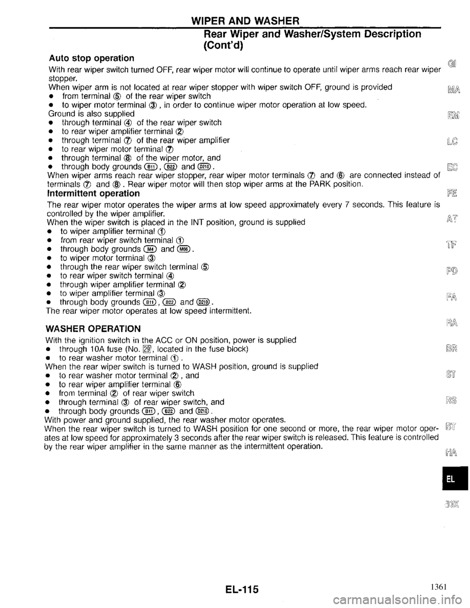 INFINITI QX4 1997  Factory Service Manual 1361 