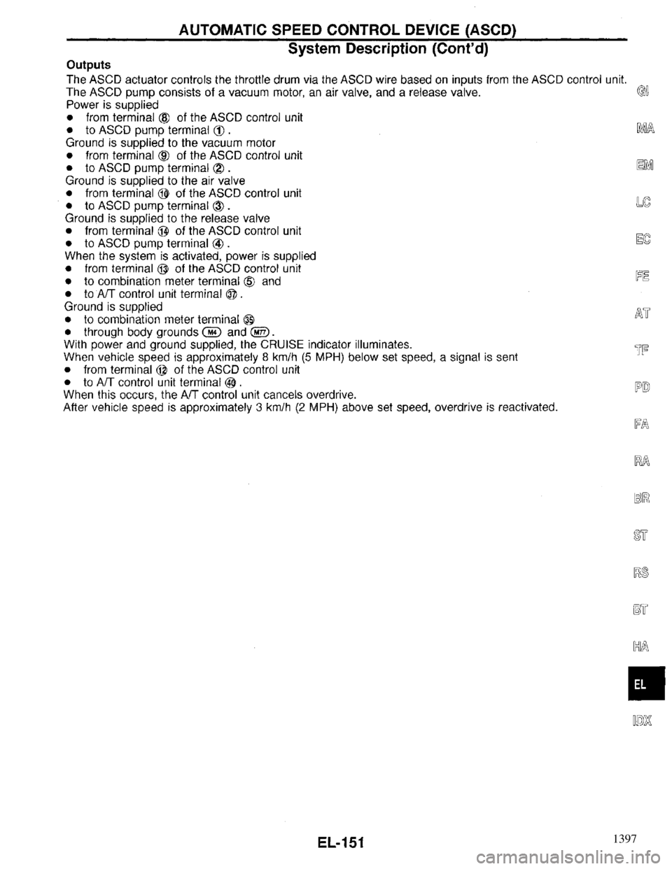 INFINITI QX4 1997 Factory Service Manual 1397 INFINITI QX4 1997 Factory Service Manual 1397