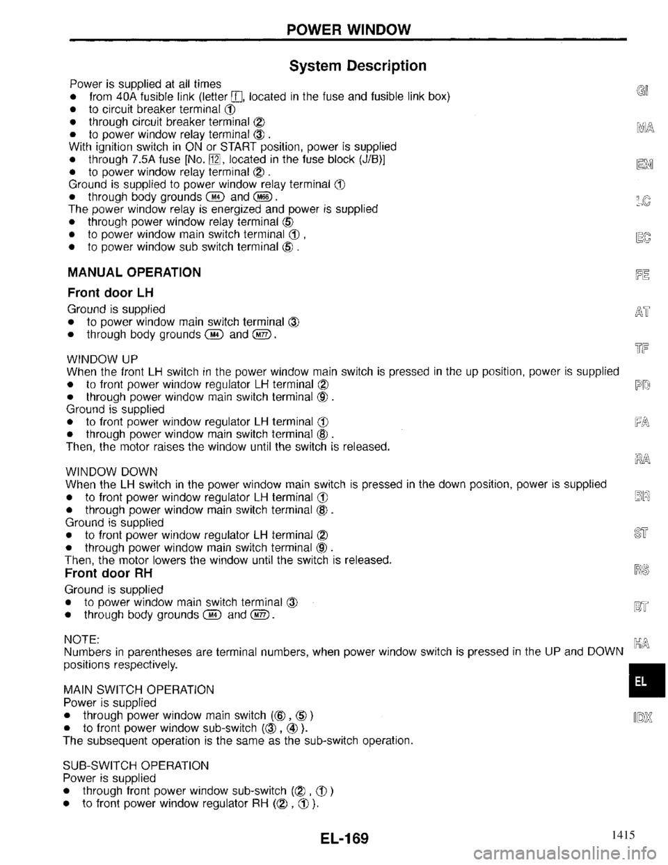 INFINITI QX4 1997 Factory Service Manual 1415 INFINITI QX4 1997 Factory Service Manual 1415