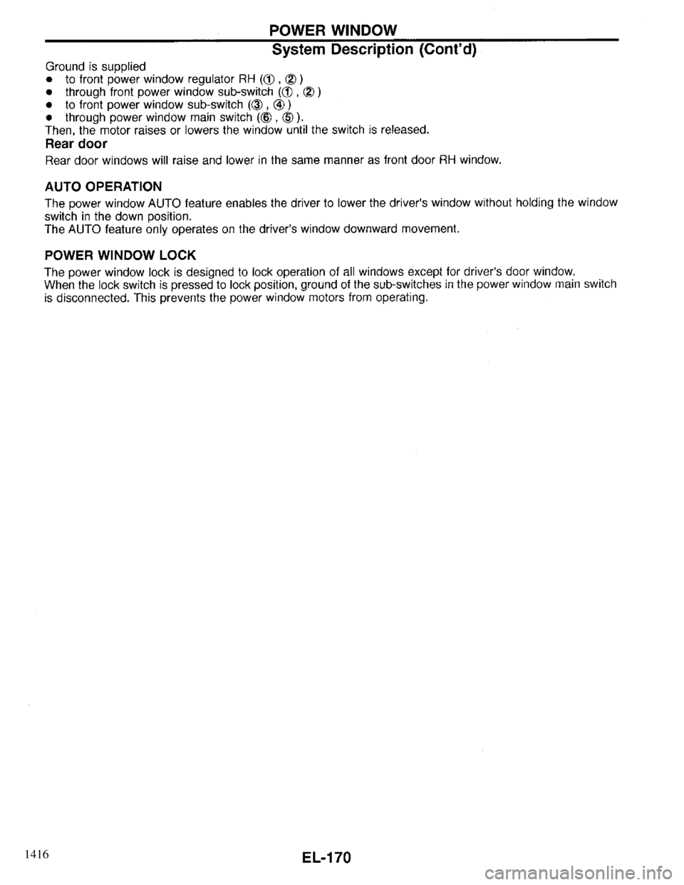 INFINITI QX4 1997 Factory Service Manual 1416 INFINITI QX4 1997 Factory Service Manual 1416