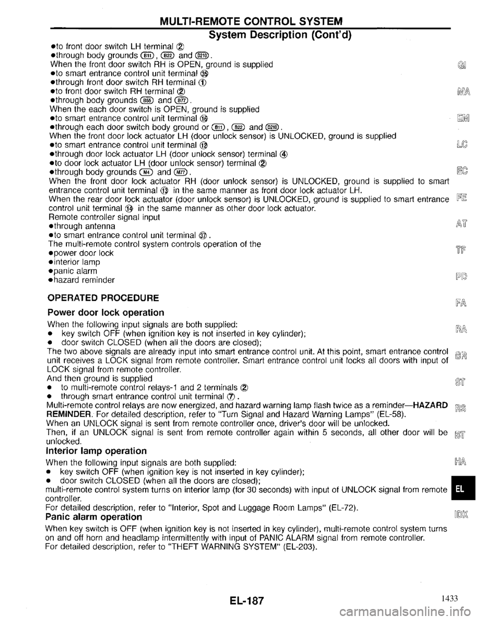 INFINITI QX4 1997 Factory Service Manual 1433 INFINITI QX4 1997 Factory Service Manual 1433