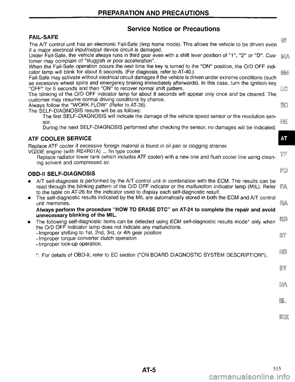 INFINITI QX4 1997 Factory Service Manual 515 INFINITI QX4 1997 Factory Service Manual 515