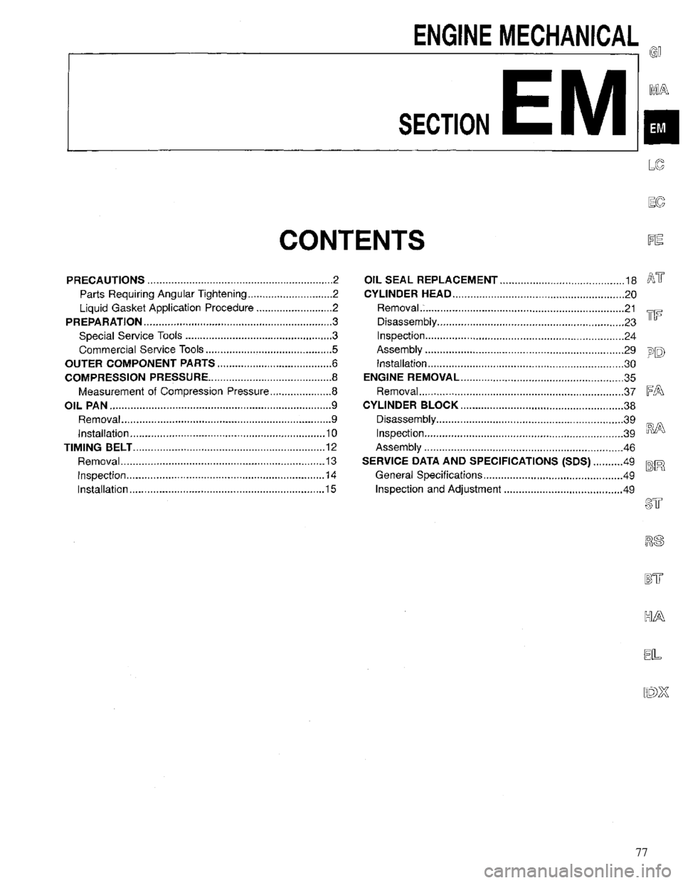 INFINITI QX4 1997  Factory Service Manual 77 