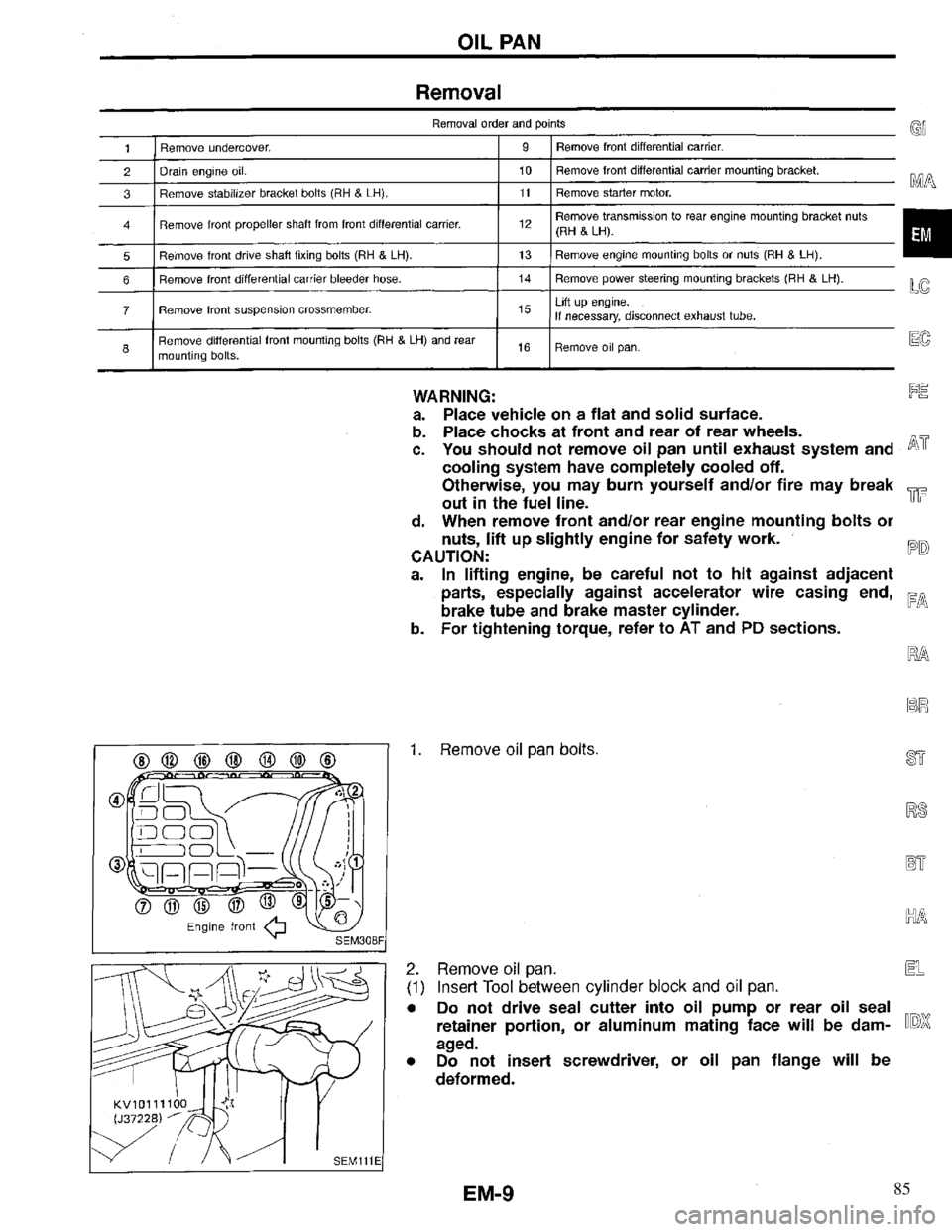 INFINITI QX4 1997  Factory Service Manual 85 