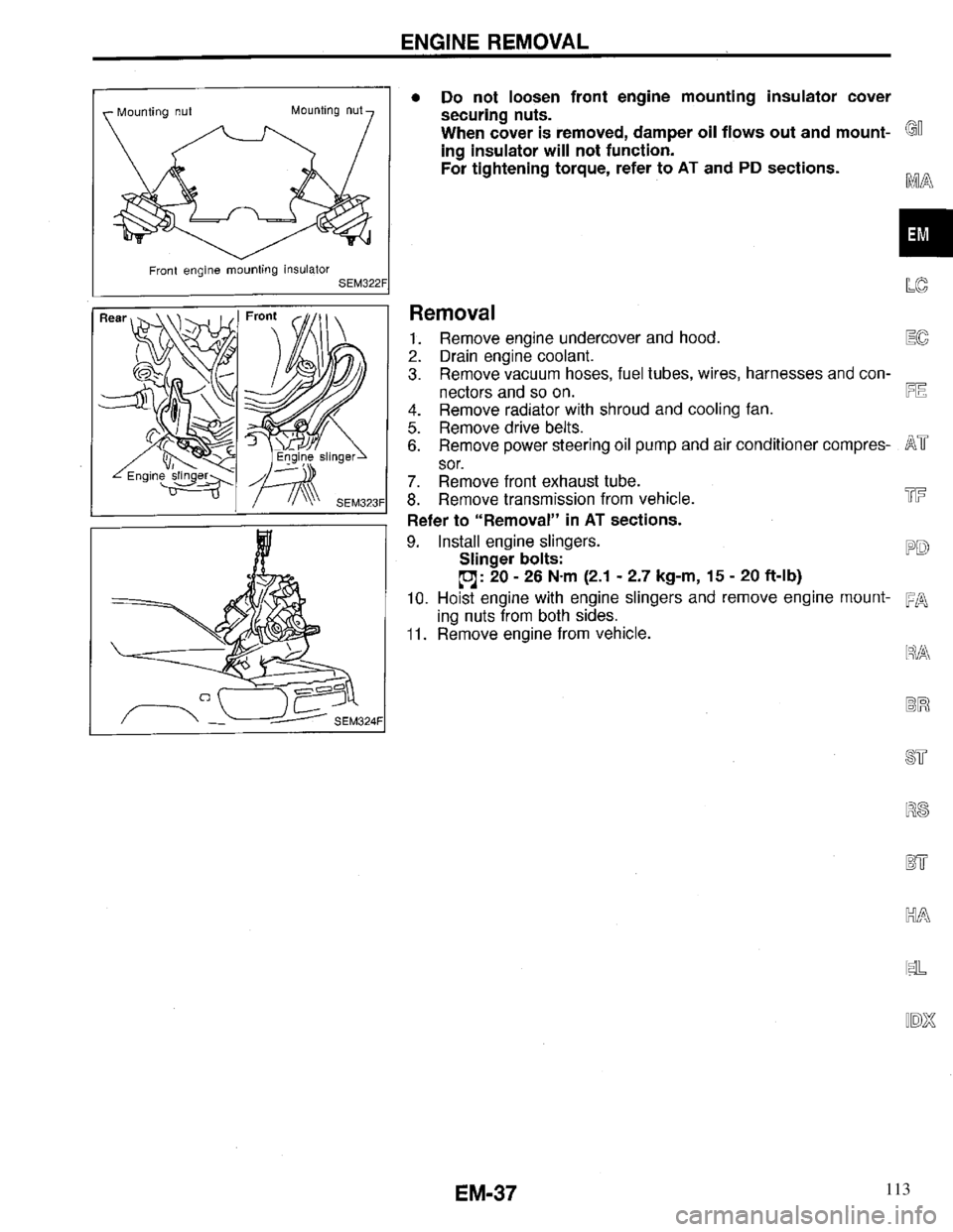 INFINITI QX4 1997  Factory Service Manual 113 