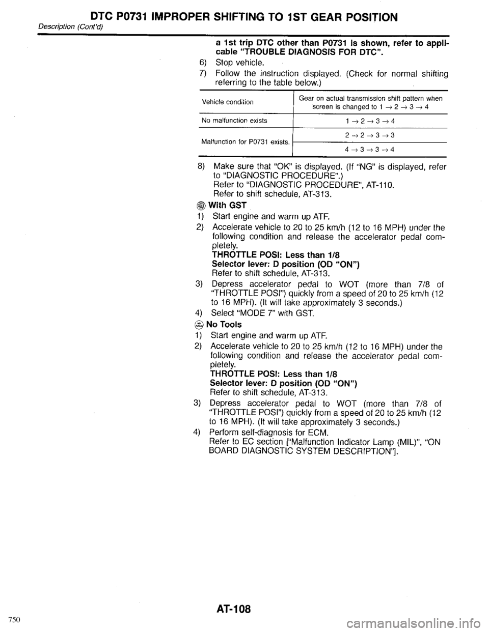 INFINITI QX4 1998  Factory Service Manual 750 