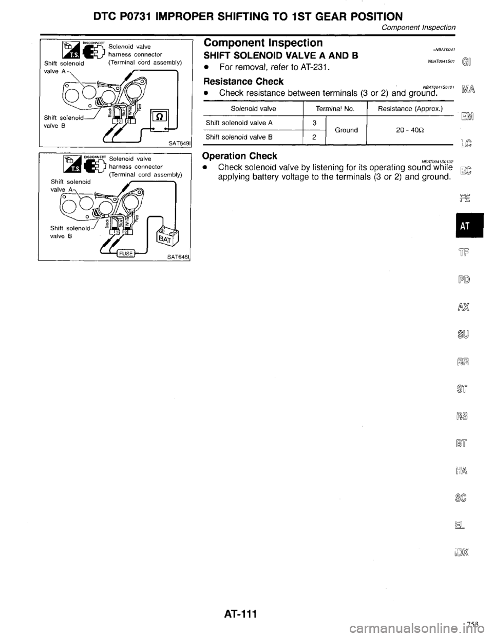 INFINITI QX4 1998  Factory Service Manual 753 