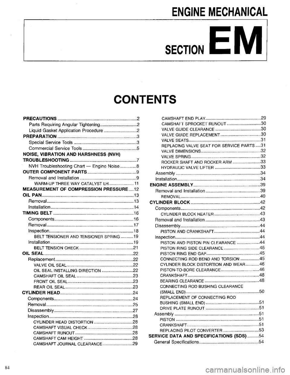 INFINITI QX4 1998 Factory Service Manual 84 INFINITI QX4 1998 Factory Service Manual 84
