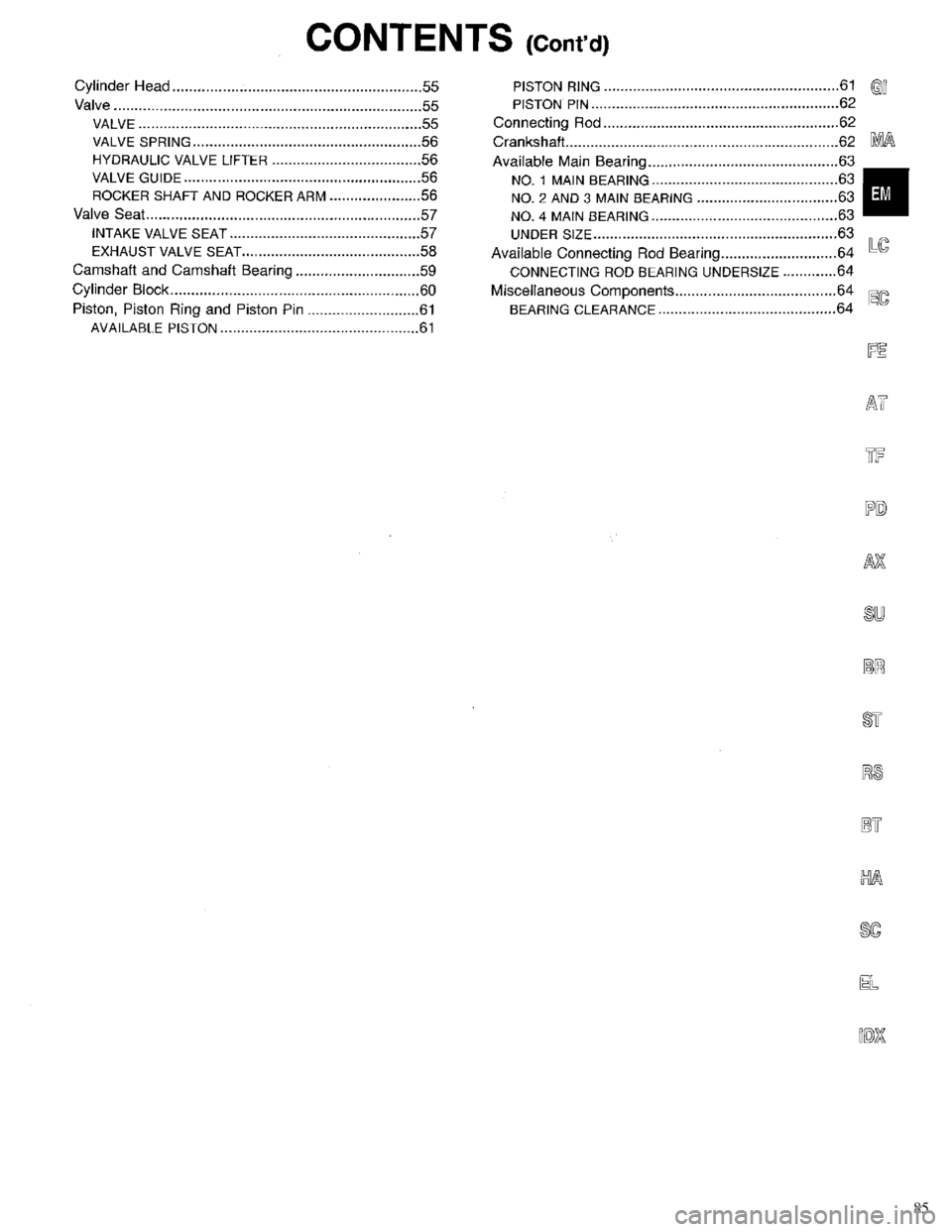 INFINITI QX4 1998 Factory Service Manual 85 INFINITI QX4 1998 Factory Service Manual 85