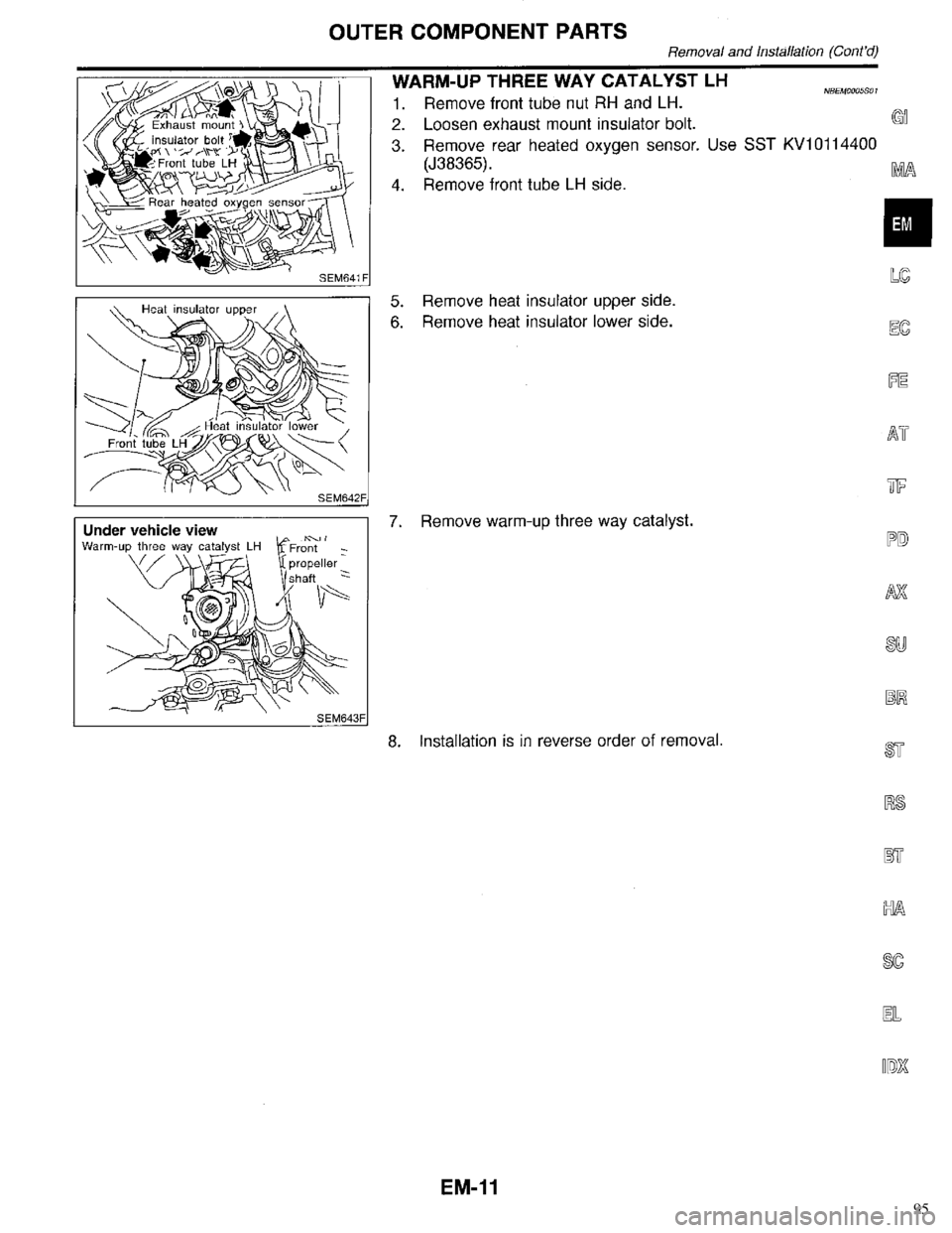 INFINITI QX4 1998 Factory Service Manual 95 INFINITI QX4 1998 Factory Service Manual 95
