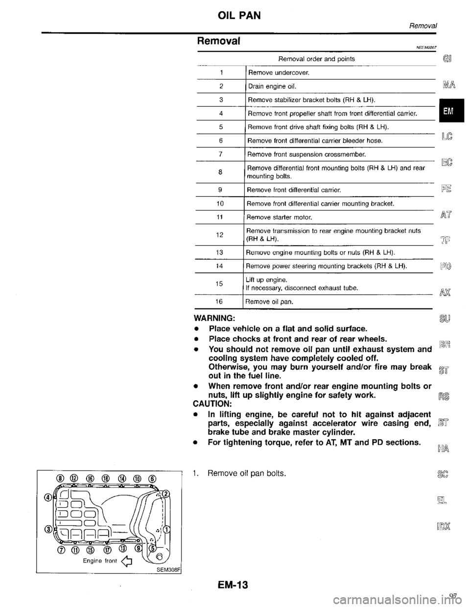 INFINITI QX4 1998 Factory Service Manual 97 INFINITI QX4 1998 Factory Service Manual 97