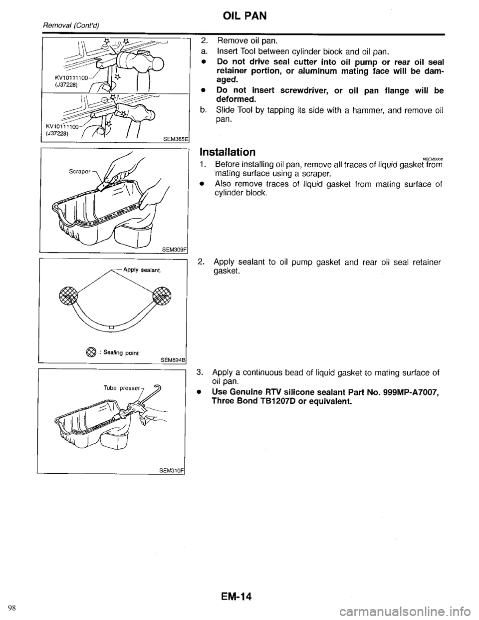 INFINITI QX4 1998 Factory Service Manual 98 INFINITI QX4 1998 Factory Service Manual 98