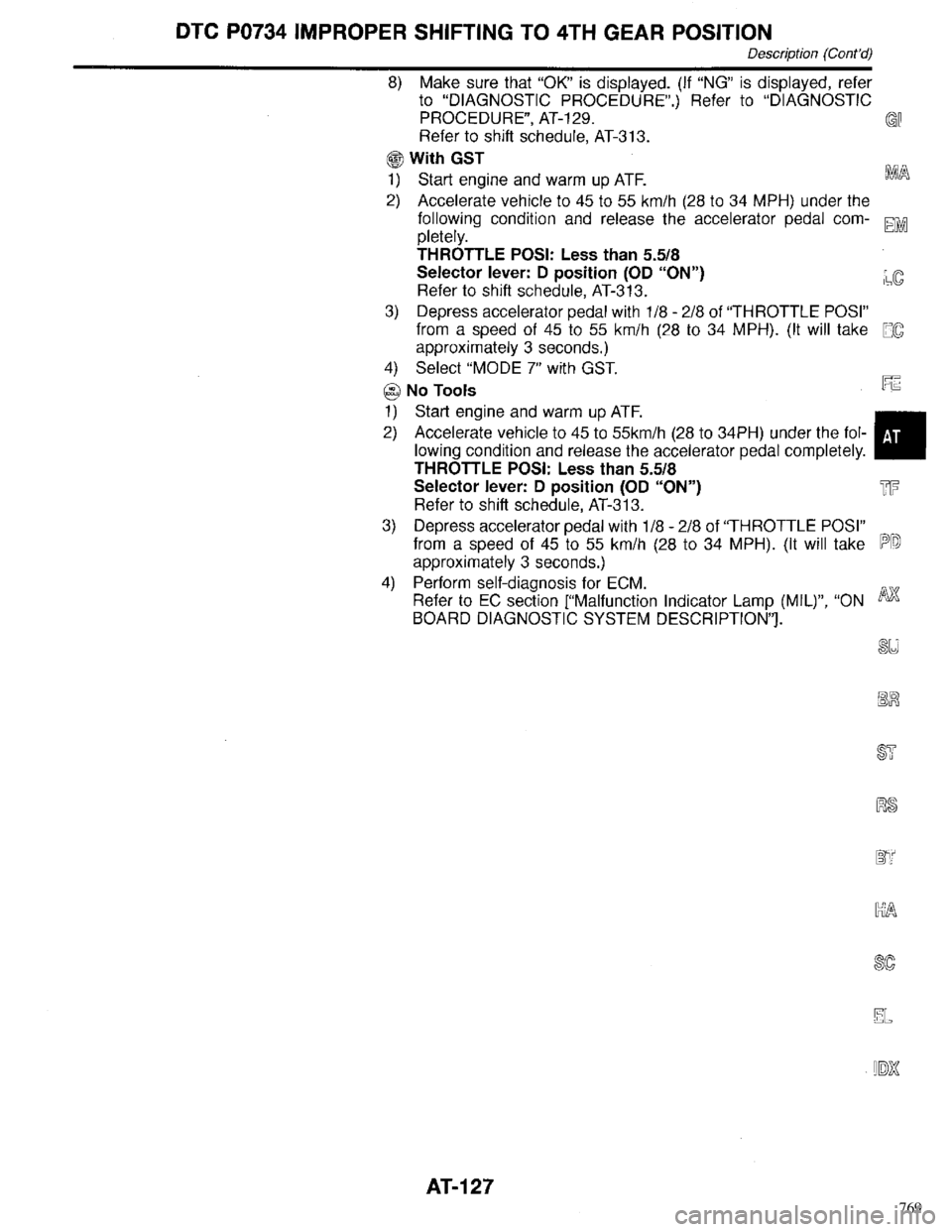 INFINITI QX4 1998  Factory Service Manual 769 