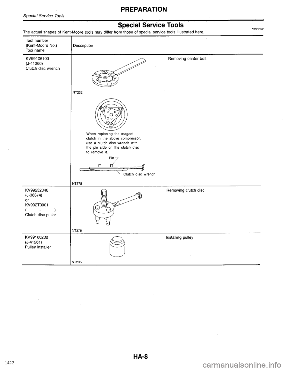 INFINITI QX4 1998  Factory Service Manual 1422 