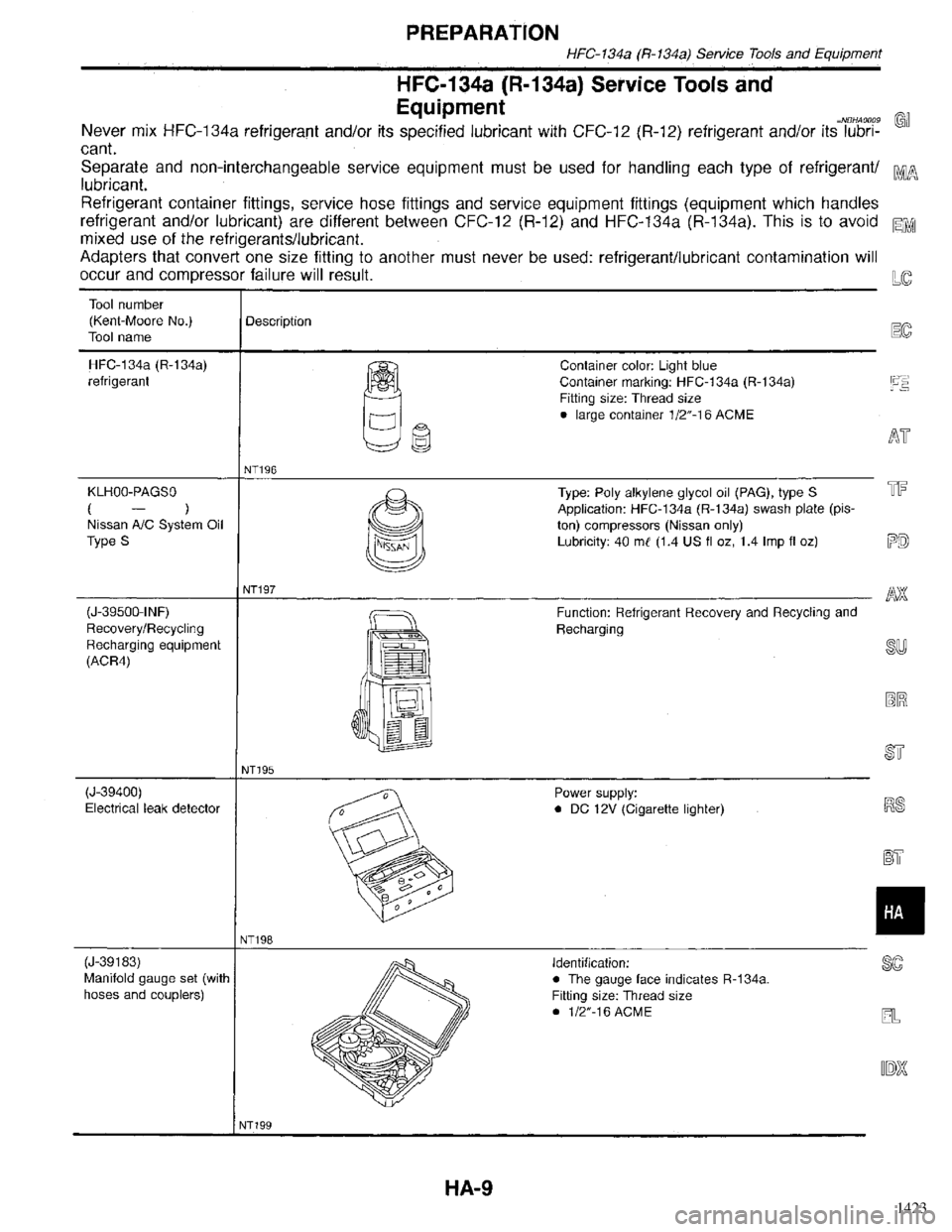 INFINITI QX4 1998  Factory Service Manual 1423 