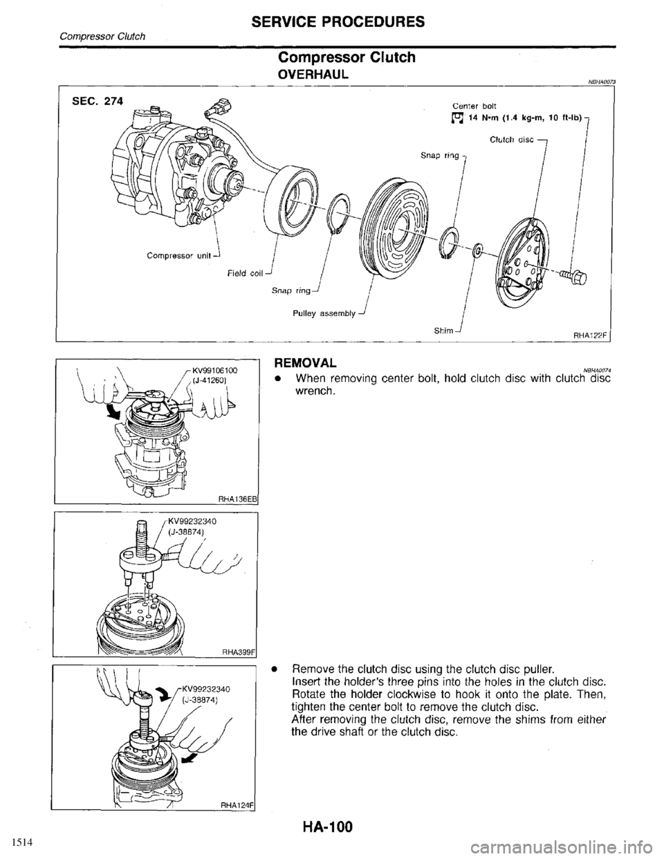 INFINITI QX4 1998 Factory Service Manual 1514 INFINITI QX4 1998 Factory Service Manual 1514